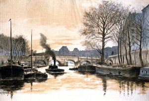 Pariisi, Seine-joki ja Pont Neuf tekijältä Gustave Fraipont