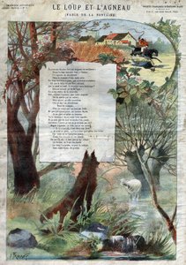 Susi ja lammas. Jean de La Fontainen (1621-95) sadut. Kuvitus Gustave Fraipont (1849 -1923). Yksityinen kokoelma.