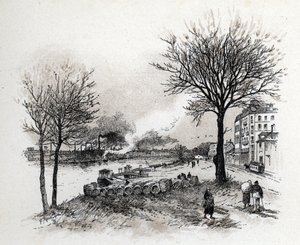 Näkymä Ivry sur Seinen (Ivry-sur-Seine) Gustave Fraipontin (1849-1923) piirustus Saint-Juirsista tekijältä Gustave Fraipont
