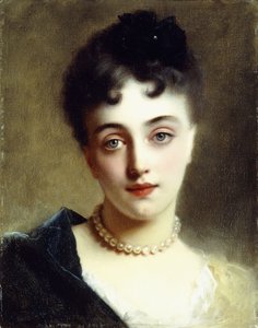 Tyylikäs nainen helmillä, tekijältä Gustave Jacquet