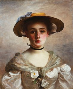 Nuoren tytön muotokuva olkihatussa, tekijältä Gustave Jacquet