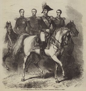 Venäjän keisari Aleksanteri ja suurruhtinaat Konstantinus, Nikolaus ja Mikael tekijältä Gustave Janet