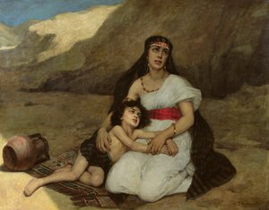 Arabinainen ja hänen lapsensa, 1877 tekijältä Gustave Krabansky
