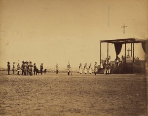 [Sotilasmessu Camp de Chalonsissa keisarin läsnä ollessa (Le messe militaire..Camp de Chalons...presence de l