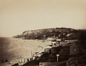 Sainte-Adressen ranta Dumontin kylpylöineen, 185657. tekijältä Gustave Le Gray