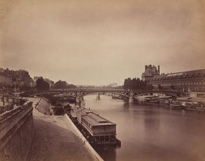 Pont du Carrousel, Pariisi: Näkymä länteen Pont des Artsista tekijältä Gustave Le Gray
