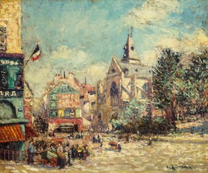 Pyhän Medardin kirkko ja Mouffetard Road Pariisissa; Saint-Medardin kirkko ja Rue Mouffetard, Pariisi, 1903