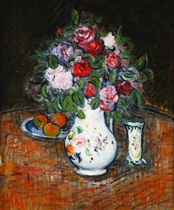 Kukkimaljakko ja hedelmäkulho; Vase de Fleurs et Bol de Fruits, tekijältä Gustave Loiseau