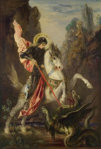Pyhä Yrjö ja lohikäärme. 1889-90 tekijältä Gustave Moreau