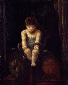 Herkules lapsi kuristamassa käärmeitä (öljy puulle) tekijältä Gustave Moreau