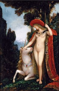""Yksisarvinen"" Gustave Moreaun (1826-1898) maalaus 1885 Koko 50x34 cm Yksityinen kokoelma tekijältä Gustave Moreau