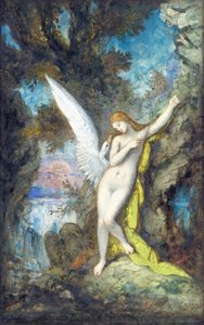 Leda ja joutsen par Moreau, Gustave (1826-1898), - Akvarelli, Guassi paperille, 34,2x22,2 - Yksityiskokoelma tekijältä Gustave Moreau