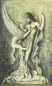 Oidipus ja Sfinksi; Oidipe ja sfinksi, tekijältä Gustave Moreau