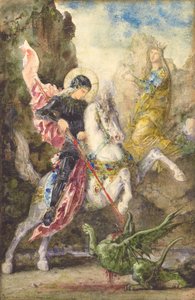 Pyhä Yrjö ja lohikäärme, 1869 tekijältä Gustave Moreau