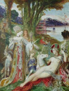Yksisarviset (öljy kankaalle) tekijältä Gustave Moreau