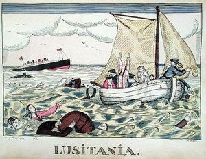 O naufrágio do Lusitania, 7 de maio de 1915 (lito de cores) finlandês