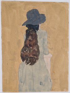 Hahmo kirkossa (lyijykynä ja guassi paperille) tekijältä Gwen John