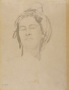 Nuoren naisen pää (kynä ja pesu paperille) tekijältä Gwen John