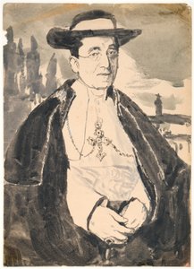Paavi Benedictus XV (guassia ja pesua paperille) tekijältä Gwen John