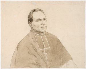 Kardinaalin muotokuva (hiili ja akvarelli paperille) tekijältä Gwen John