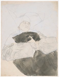 Kuoleva nunna (sekatekniikka paperille) tekijältä Gwen John