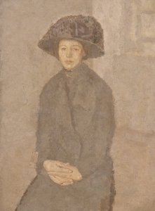 Nuori nainen, jolla on suuri hattu, n. 1917-25 (öljy kankaalle asetettuna alukselle)