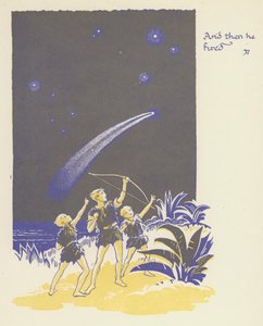 Peter Pan ja Wendy: Ja sitten hän ampui (väri litho) tekijältä Gwynedd M. Hudson