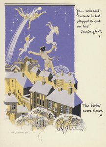 Peter Pan ja Wendy: John oli viimeinen, koska hän oli pysähtynyt pukemaan sunnuntaihattuaan, Linnut lensivät (väri litho)