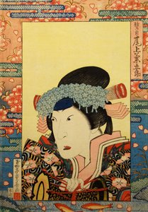 Kabuki-näyttelijä Onoe Kikugorô III Shizuka Gozenina, 1830. tekijältä Gyokuryutei Shigeharu
