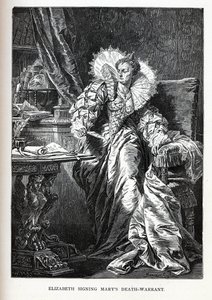 Elizabeth allekirjoitti Maryn kuolemantuomion, 1882 tekijältä Gyula Benczúr