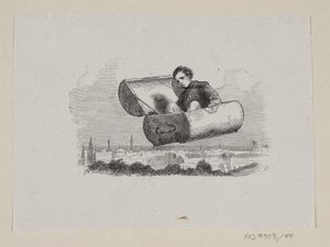 Kuvitus elokuvalle "The Flying Suitcase" H.C. Andersen, "Satuja ja tarinoita", osa 1 tekijältä H.P. Hansen