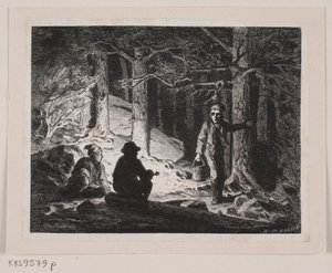 Kuvitus "Kesäyö Krogskovenissa" tekijältä H.P. Hansen