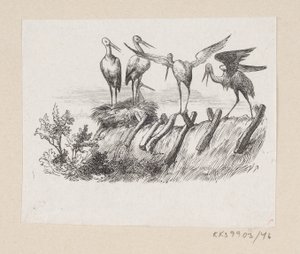 Kuvitus elokuvalle "The Storks" H.C. Andersen, "Satuja ja tarinoita", osa 1 tekijältä H.P. Hansen