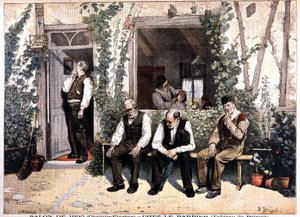 Parturi. Brispotin maalaukseen perustuva litografia, vuoden 1895 näyttely Champs Elysees