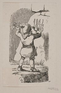 Goblin kaivertaa kiveen vuoden 1846 tekijältä H. C. Henneberg