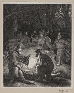 Kuvitus Fabriciuksen Tanskan historiaan. tekijältä H. C. Henneberg