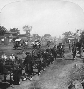 Kiinalainen hautajaiskulkue, jossa ruokaa lähteneelle hengelle, Peking Peking, Kiina, 1901