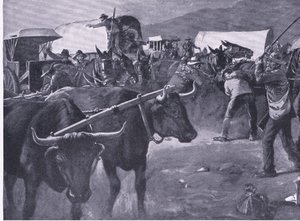 Kiireinen inspan, kuvitus teoksesta Pretorian jälkeen: sissisota, 1902. tekijältä H. Dixon