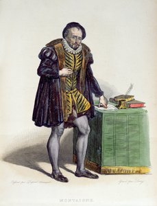 Michel Eyquem de Montaigne (1533-92) E. Mennechetin teoksesta "Le Plutarque Francais", 1835 (värikaiverrus) tekijältä H. Dupont