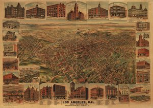Los Angeles, Kalifornia, kaupungin ja sen ympäristön väkiluku 65 000. tekijältä H.; Elliott Pu Co.; Southern California Land Co. Elliott