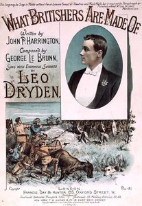 John P. Harringtonin kirjoittaman ja George le Brunnin säveltäjän What Britishers Are Made Of -kappaleen kannen etukansi (värilitho)