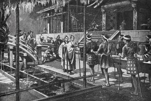Uuden palatsin rakentaminen keisarille (litografia) tekijältä H. M. (after) Burton