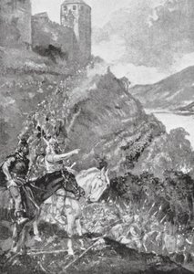 Teutonit ja keltit yhdistävät voimansa ajaakseen roomalaiset pois Galliasta (litografia). tekijältä H. M. (after) Burton