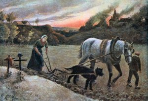 Nainen pelloilla, 1915. tekijältä H. Mouren