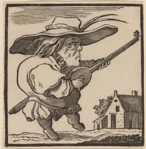 Kypärä soittamassa luuttua tekijältä H. Numan after Jacques Callot