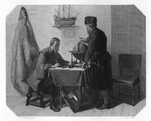 Willem Barents ja Jacob van Heemskerk kartoittavat reittiään, 1596 c1870