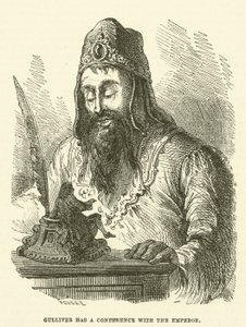Gulliverilla on konferenssi keisarin kanssa (kaiverrus) tekijältä after Hablot Knight Browne