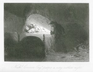 Lontoon kadut: Nathaniel Crosier, Esq, viettää hyvin levottoman yön (kaiverrus).