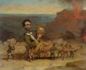 Karikatyyri Edward Bulwer Lyttonista (1803-1873) tekijältä Hablot Knight Browne