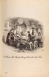 Charles Dickensin (1812-70) David Copperfieldin I Find Mr Barkis menossa ulos vuoroveden mukana tekijältä Hablot Knight Browne